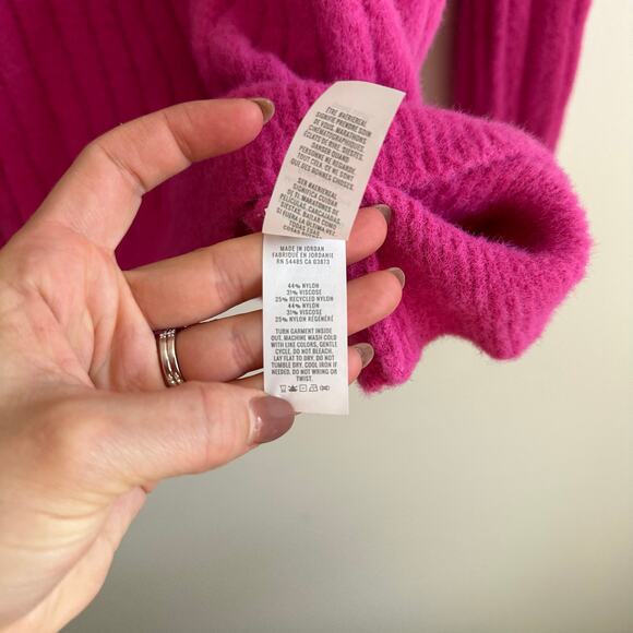 Aerie Soft Buttercream Cosmic Pink Oversized Crew Ribbed Knit Pullover Sweater - Picture 10 of 12